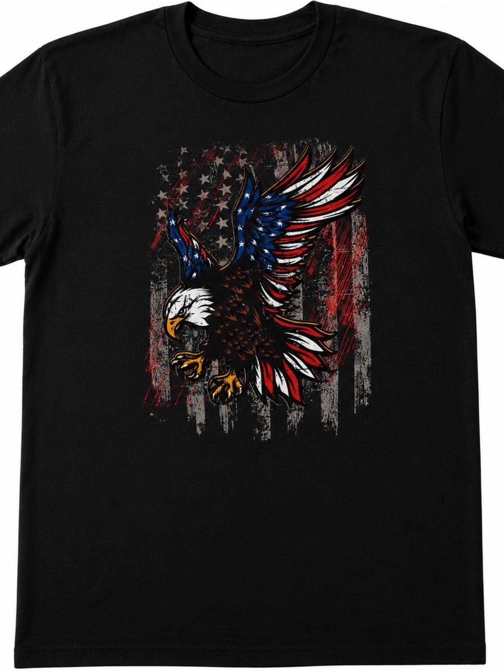 Patriotic Eagle Graphic Tee - Black